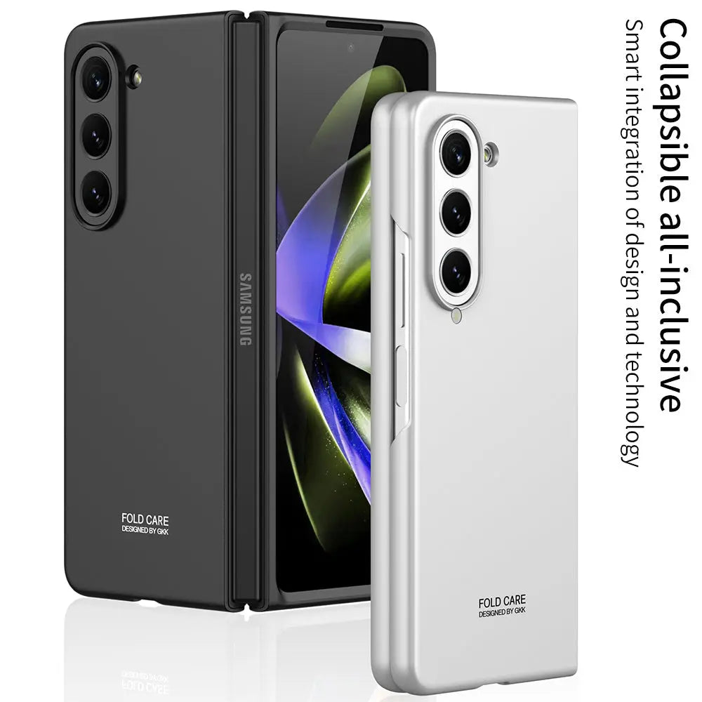 Electroplated Slim Samsung Galaxy Z Fold 5 Case with Front Screen Tempered Glass Protector - Fold Case