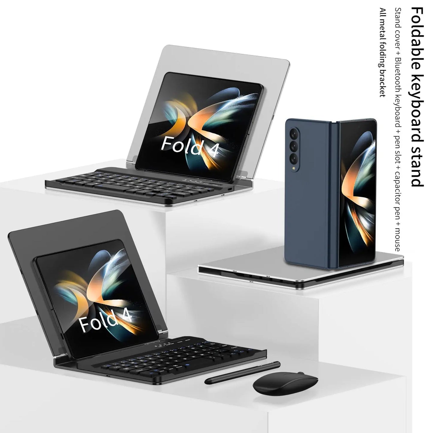 Bluetooth Magnetic Keyboard Metal Bracket For Samsung Galaxy Z Fold Series Come With keyboard+Metal Cover+Capacitive Pen+mouse - Fold Case