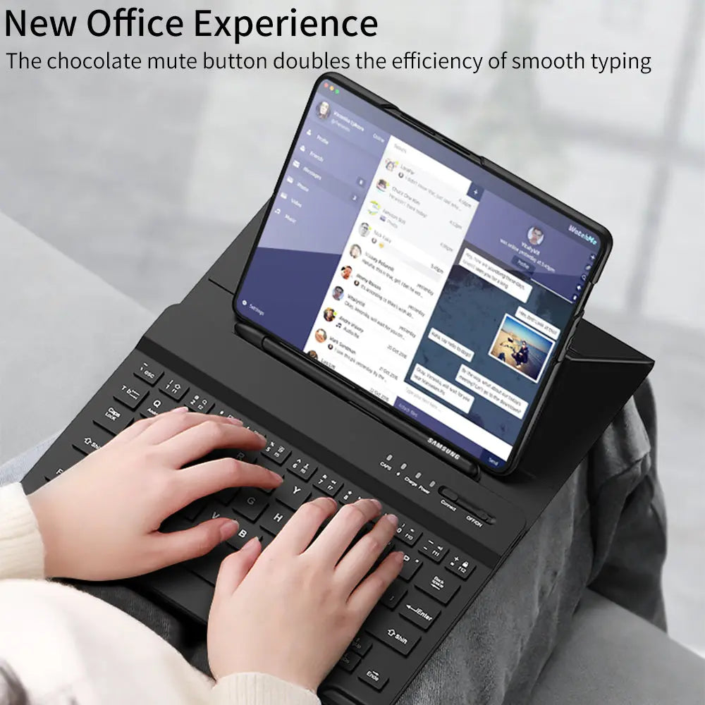 Bluetooth 3.0 Keyboard Magnetic All-inclusive Leather Cover For Samsung Galaxy Z Fold3 Fold4 Fold5 Come With keyboard+Holster Bracket+Phone Case+Capacitive Pen - Fold Case