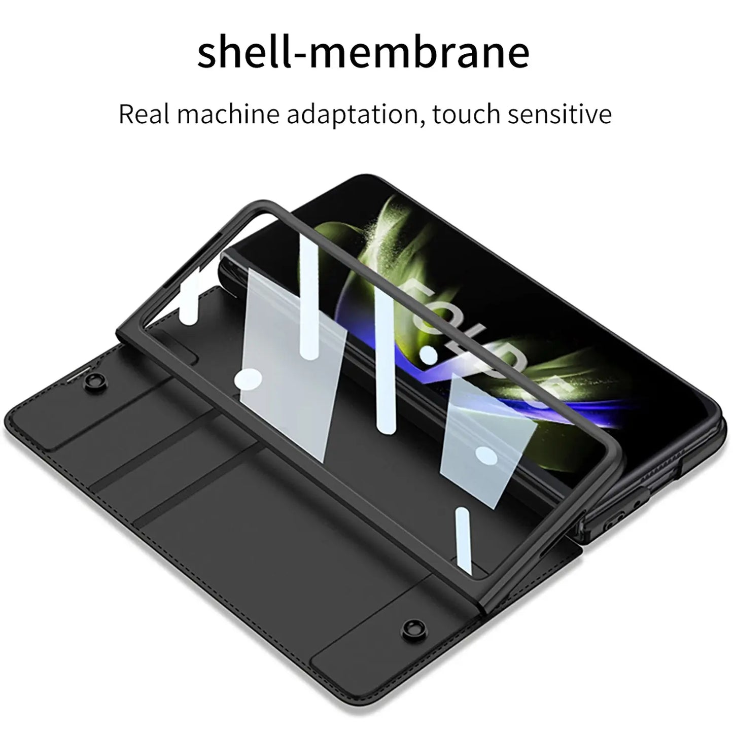 Leather Pen Holder Armor Phone Case With Back Screen Protector For Samsung Galaxy Z Fold5 Fold4 - Fold Case