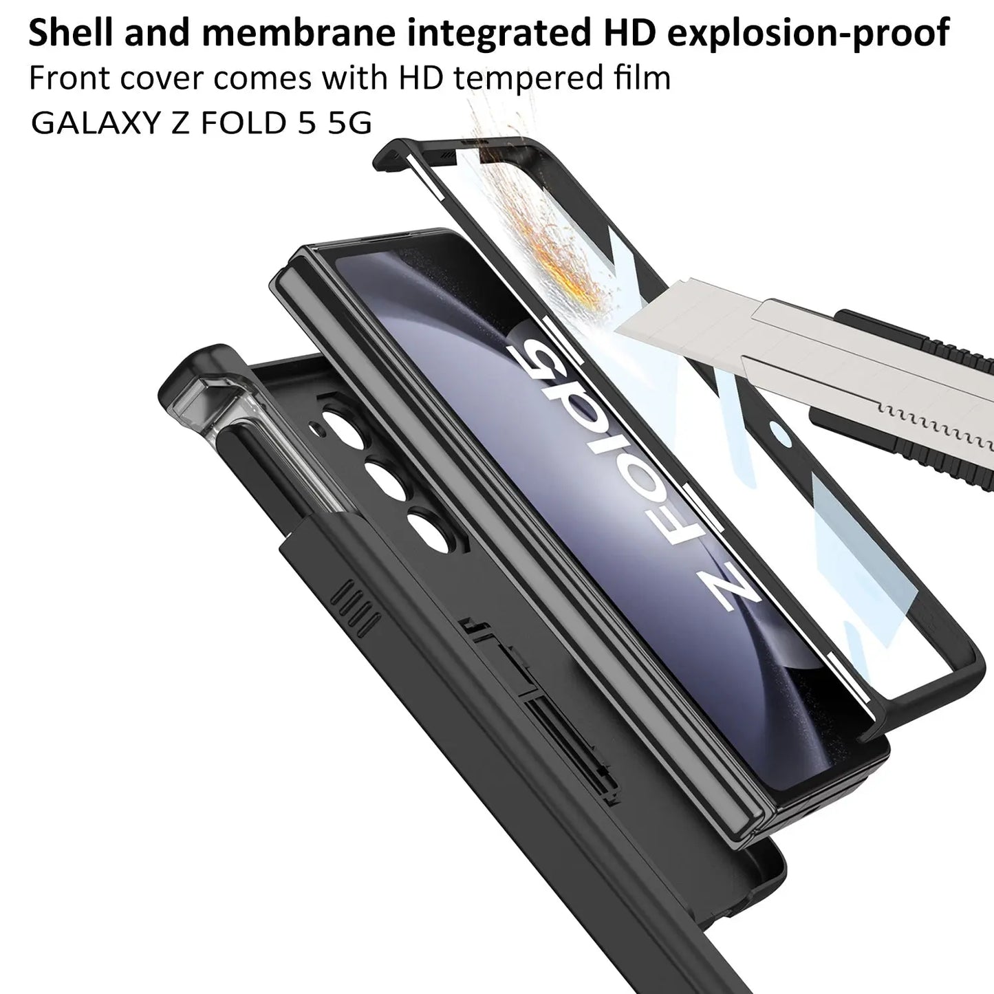 Armor All-included Magnetic Hinge Slide Pen Case Holder Phone Case With Back Screen Protector For Samsung Galaxy Z Fold3 Fold4 Fold5 - Fold Case