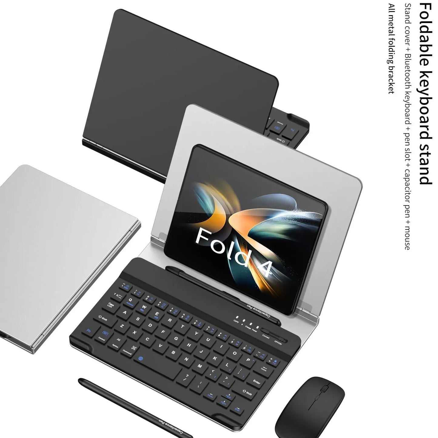 Bluetooth Magnetic Keyboard Metal Bracket For Samsung Galaxy Z Fold Series Come With keyboard+Metal Cover+Capacitive Pen+mouse - Fold Case