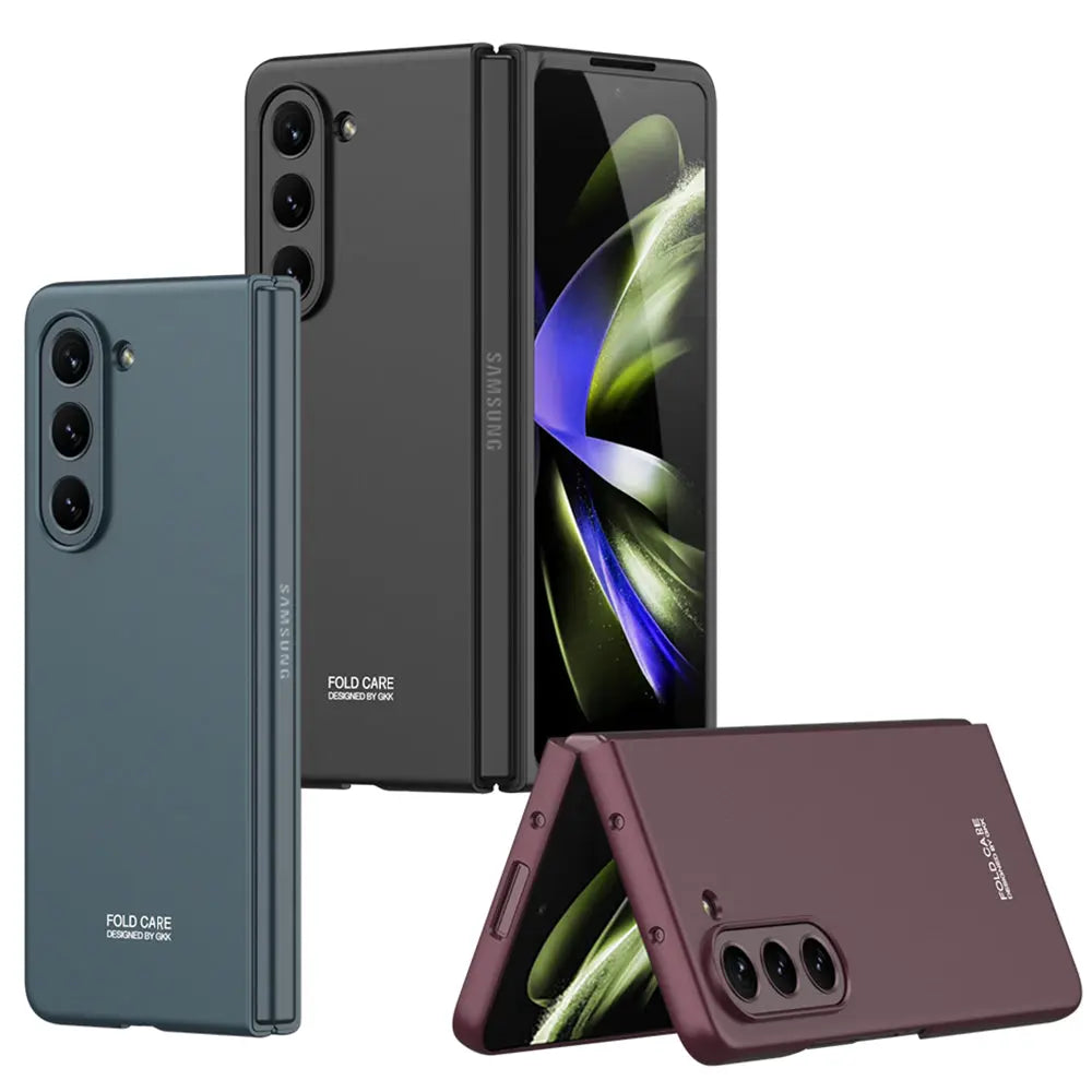Electroplated Slim Samsung Galaxy Z Fold 5 Case with Front Screen Tempered Glass Protector - Fold Case
