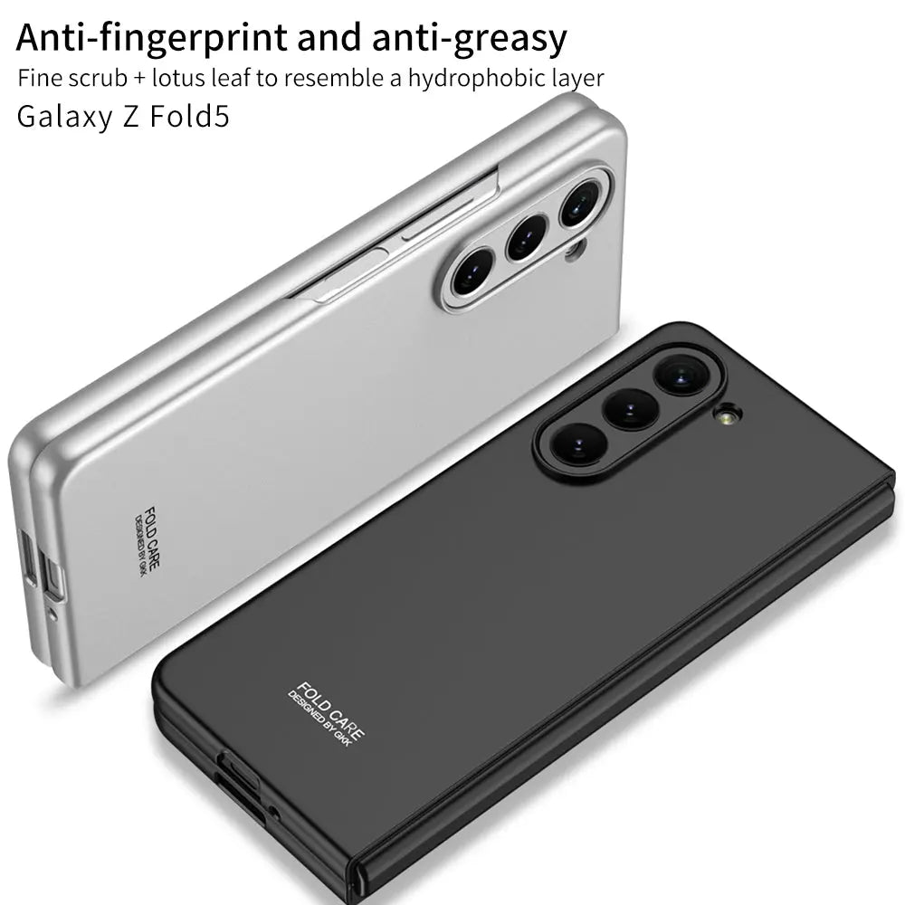 Electroplated Slim Samsung Galaxy Z Fold 5 Case with Front Screen Tempered Glass Protector - Fold Case