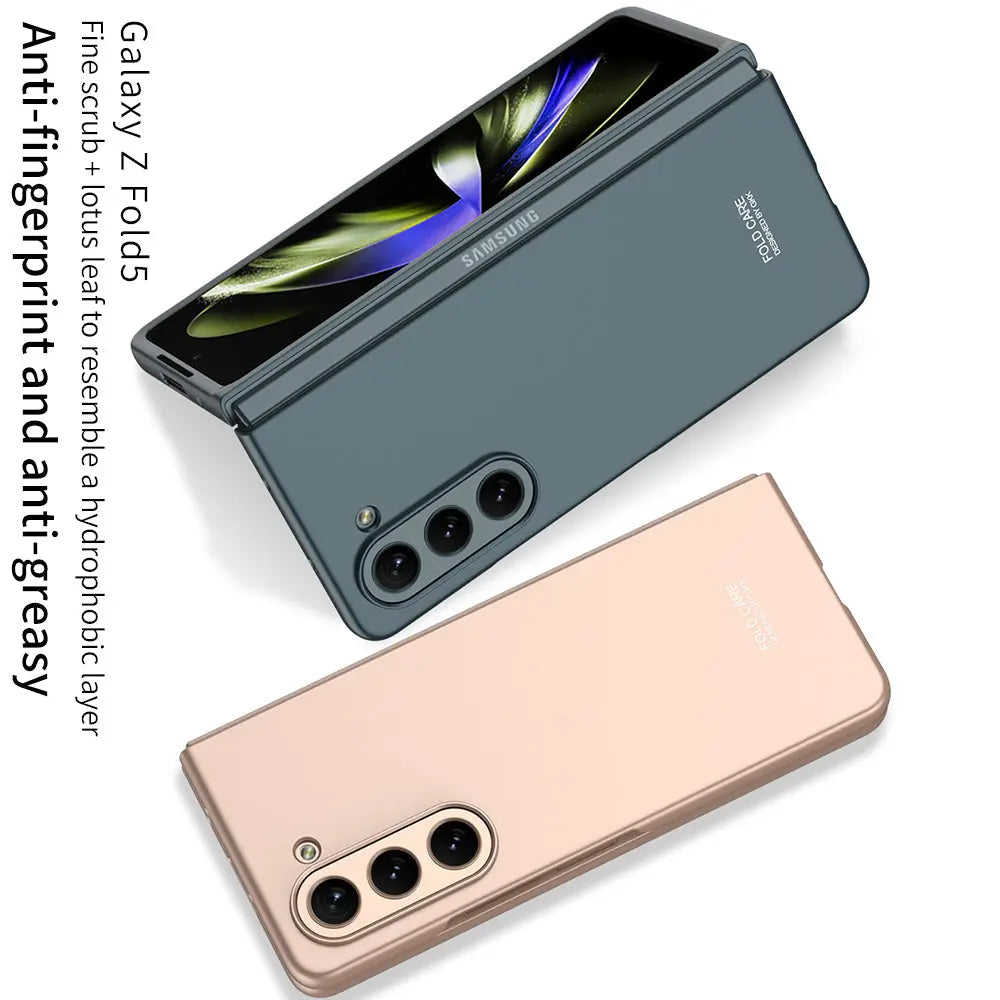 Electroplated Slim Samsung Galaxy Z Fold 5 Case with Front Screen Tempered Glass Protector - Fold Case