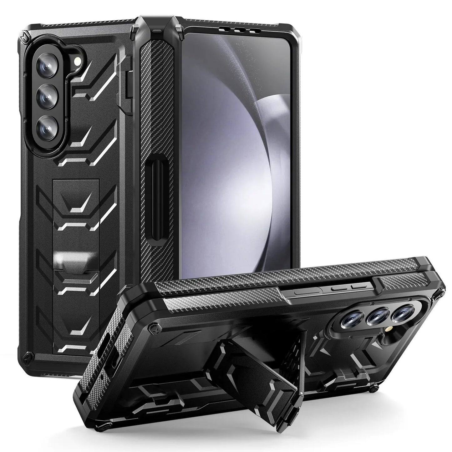Double-Cover Mecha all-inclusive Rugged Phone Case For Samsung Galaxy Z Fold5 Fold4 Fold3 5G - Fold Case