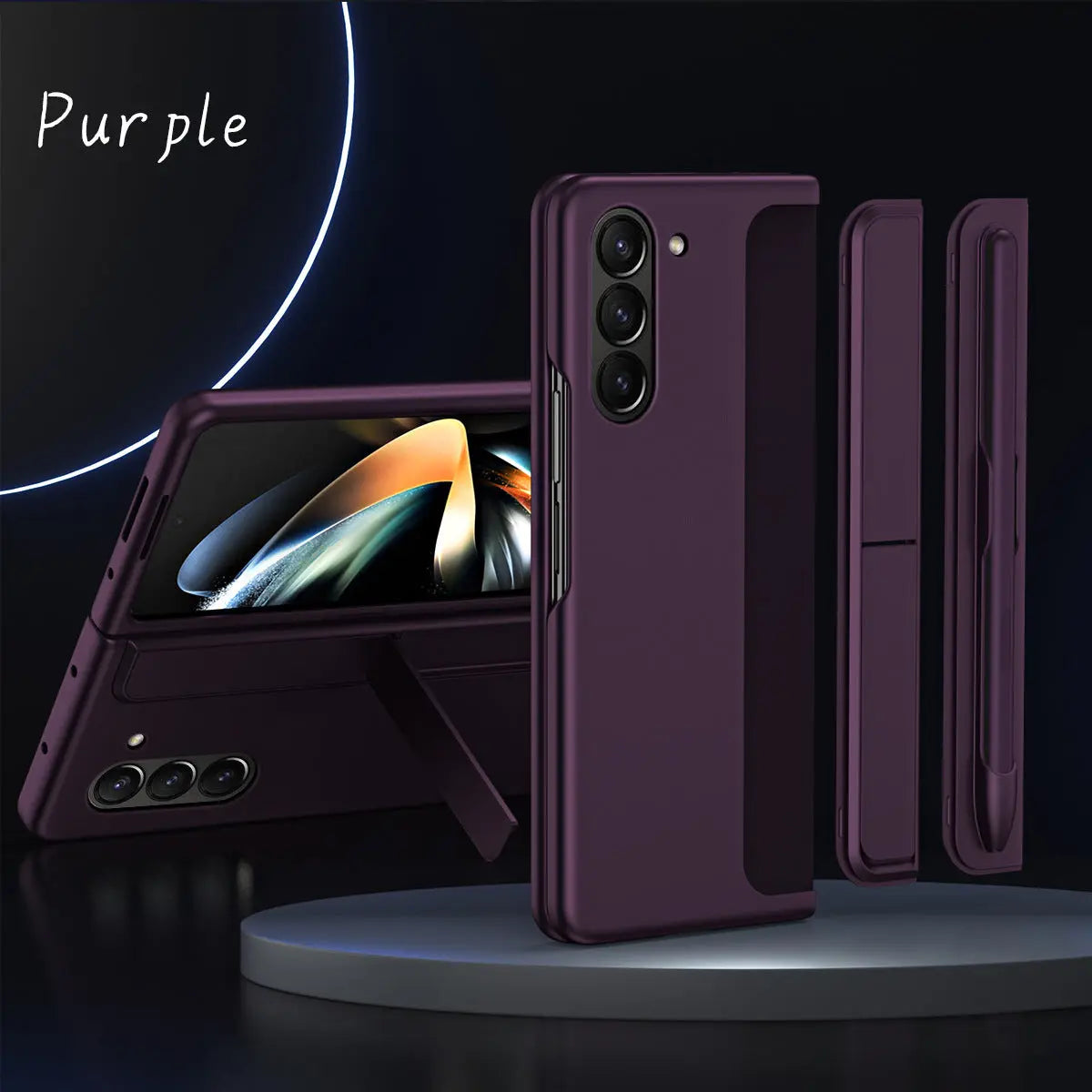 Anti-fall Protective Phone Case With Pen Tray Shell and Bracket For Samsung Galaxy Z Fold5 Fold4 Fold3 - Fold Case