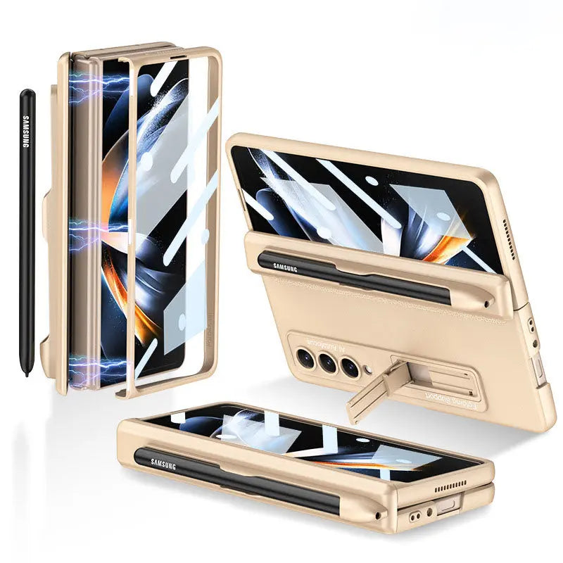 Magnetic Hinge S Pen Slot Ultra-Thin Phone Case With Back Screen Protector For Samsung Galaxy Z Fold 5/4/3 5G - Fold Case