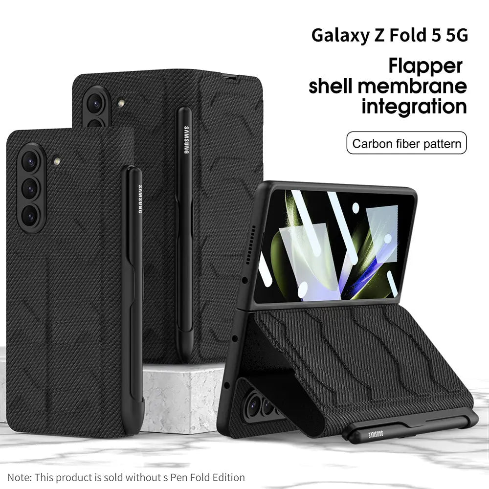 Samsung Galaxy Z Fold 5 Mobile Phone Case Fashion Warrior Flip Leather Case Film Velcro Pen Slot Case - Fold Case