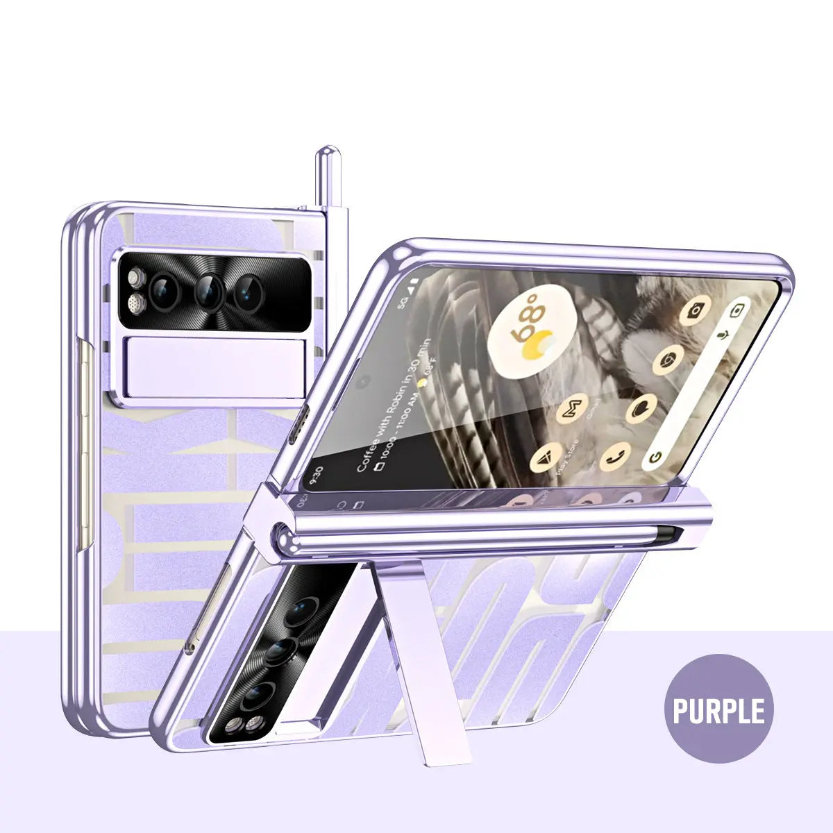 Popular Google Pixel Fold Case with Dual Hinge Protective Screen Protector and Hidden Kickstand Pen Holder Stylus - Fold Case