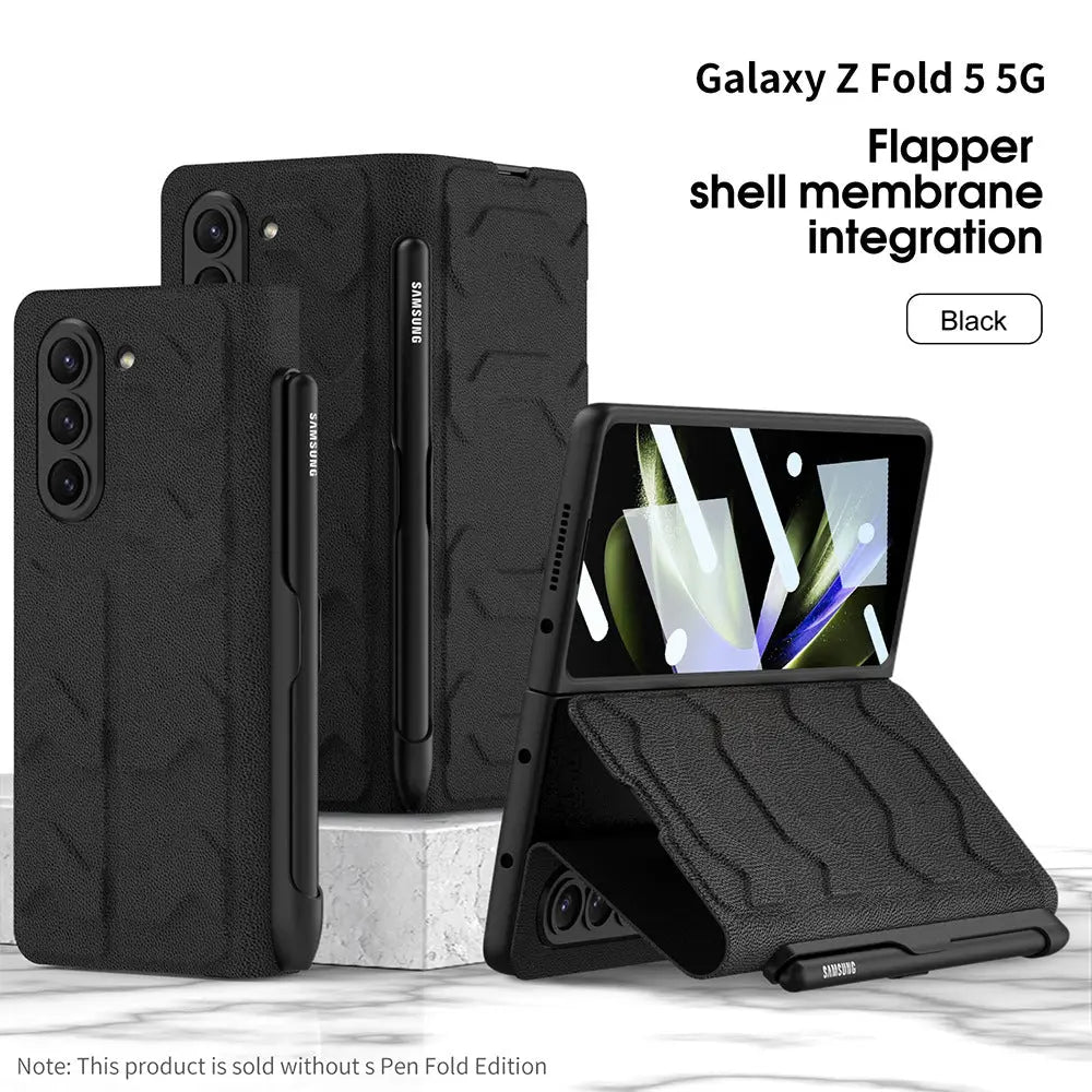 Samsung Galaxy Z Fold 5 Mobile Phone Case Fashion Warrior Flip Leather Case Film Velcro Pen Slot Case - Fold Case