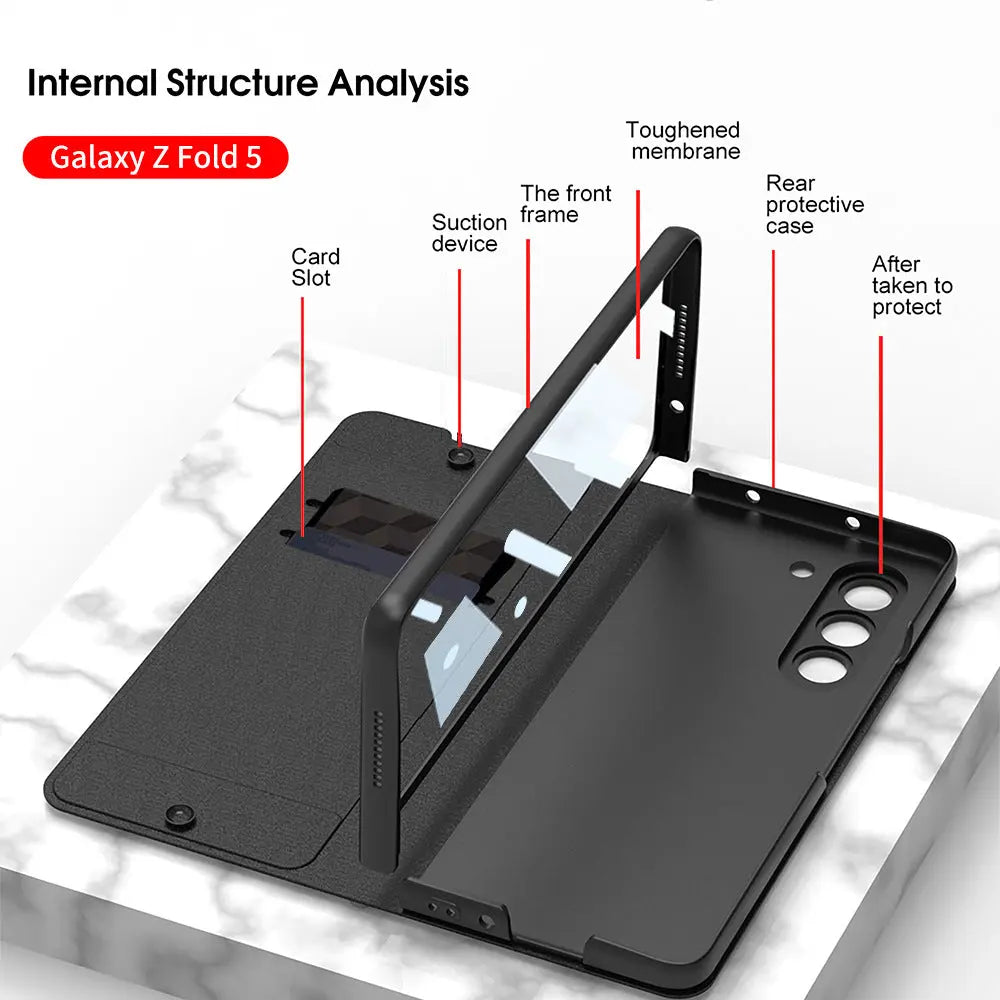 Samsung Galaxy Z Fold 5 Mobile Phone Case Fashion Warrior Flip Leather Case Film Velcro Pen Slot Case - Fold Case