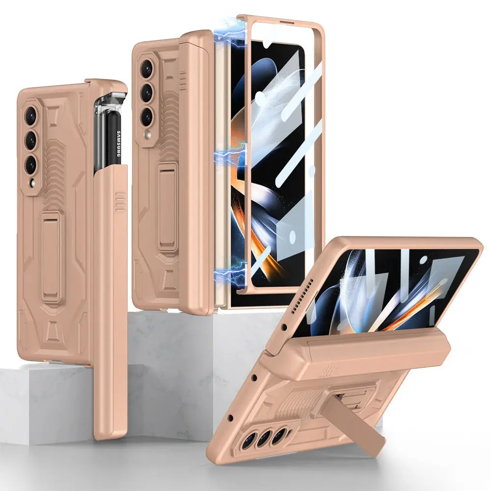 Armor All-included Magnetic Hinge Slide Pen Case Holder Phone Case With Back Screen Protector For Samsung Galaxy Z Fold3 Fold4 Fold5 - Fold Case