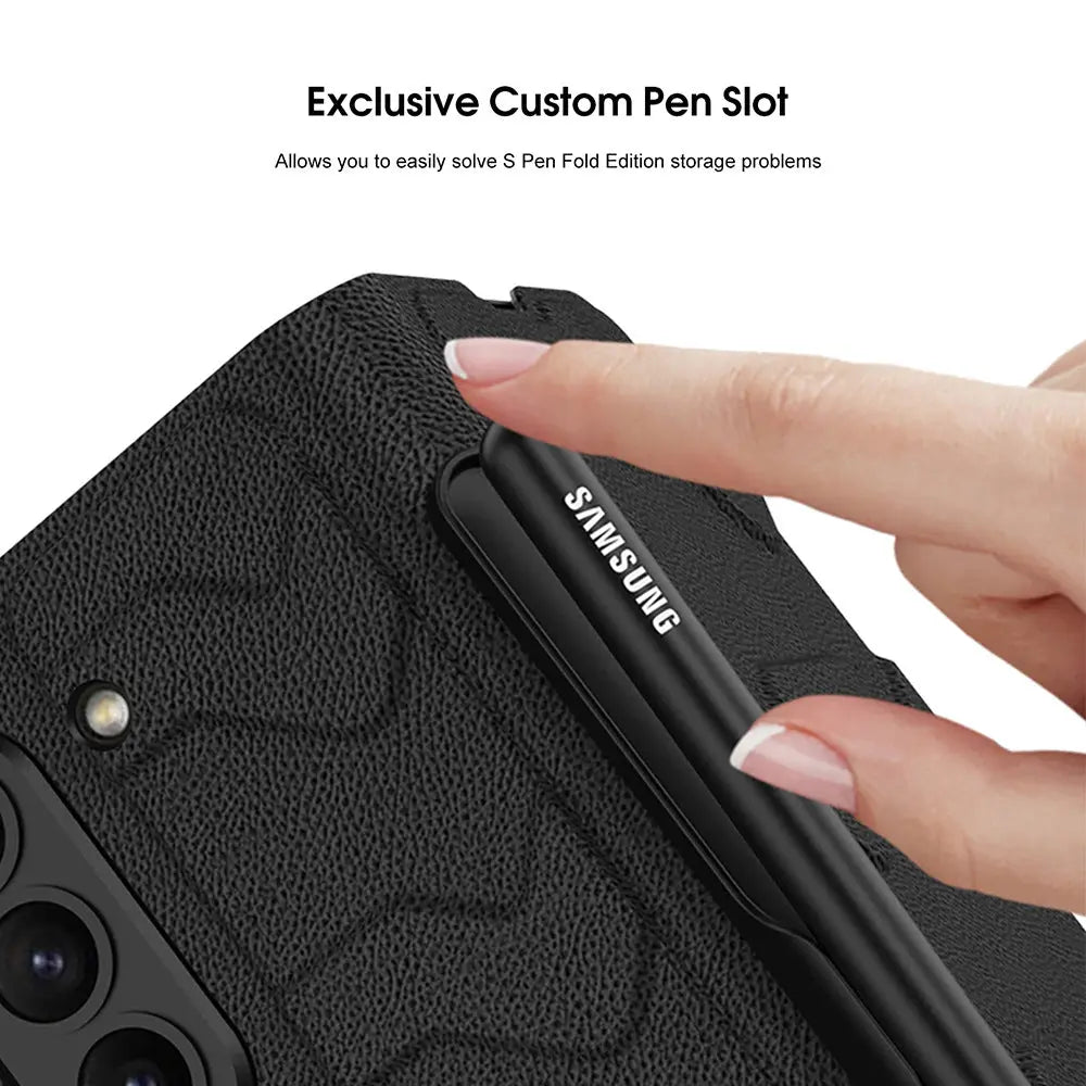 Samsung Galaxy Z Fold 5 Mobile Phone Case Fashion Warrior Flip Leather Case Film Velcro Pen Slot Case - Fold Case
