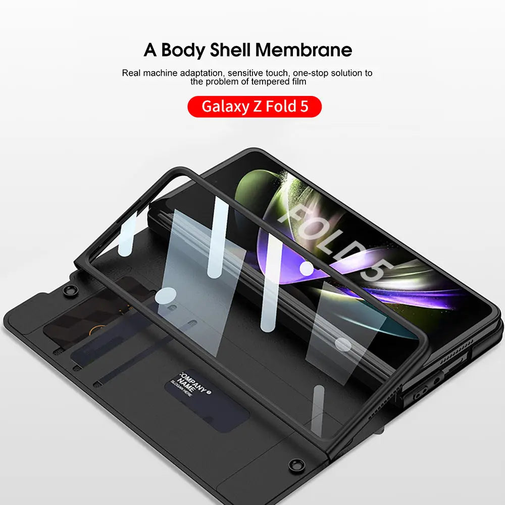 Samsung Galaxy Z Fold 5 Mobile Phone Case Fashion Warrior Flip Leather Case Film Velcro Pen Slot Case - Fold Case