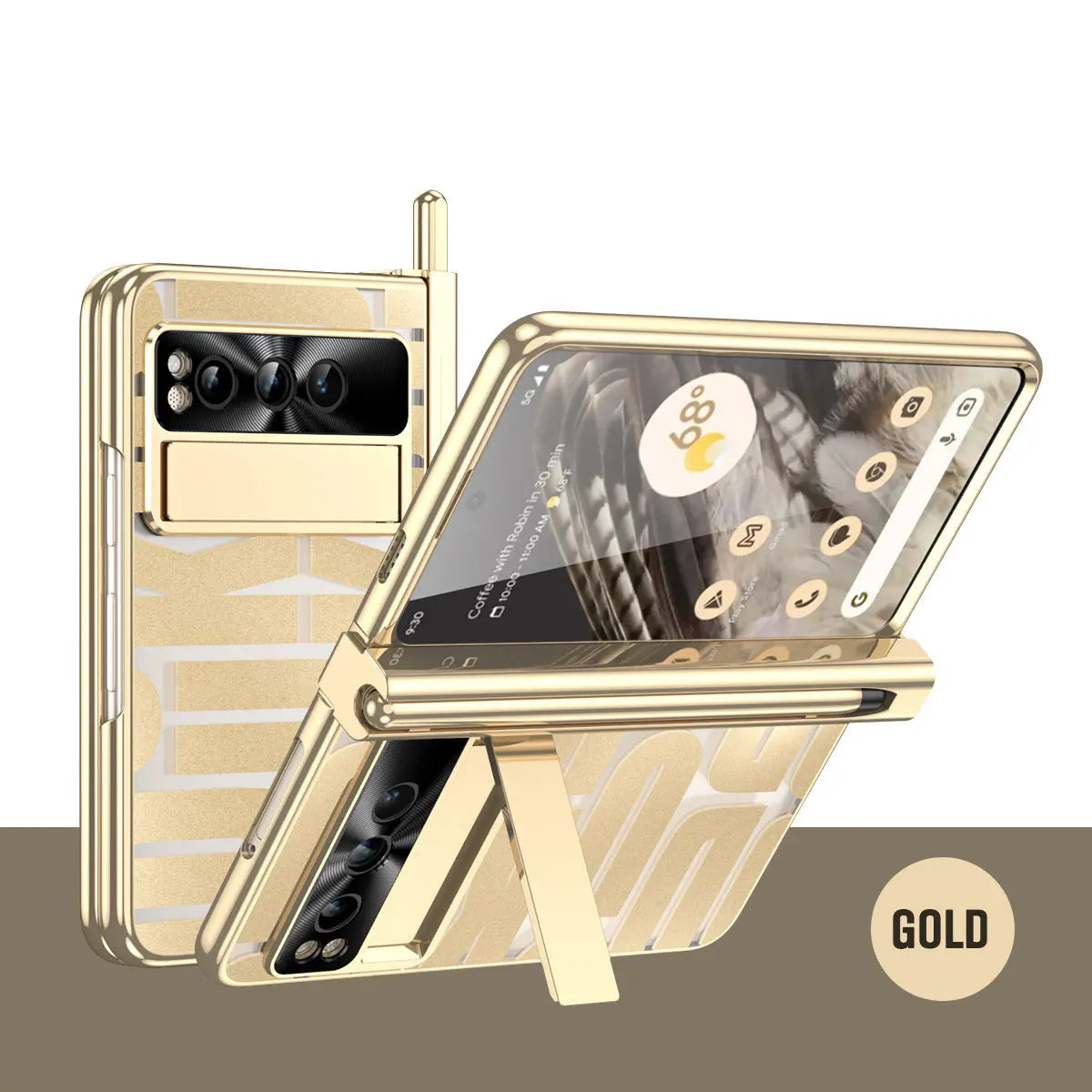 Popular Google Pixel Fold Case with Dual Hinge Protective Screen Protector and Hidden Kickstand Pen Holder Stylus - Fold Case