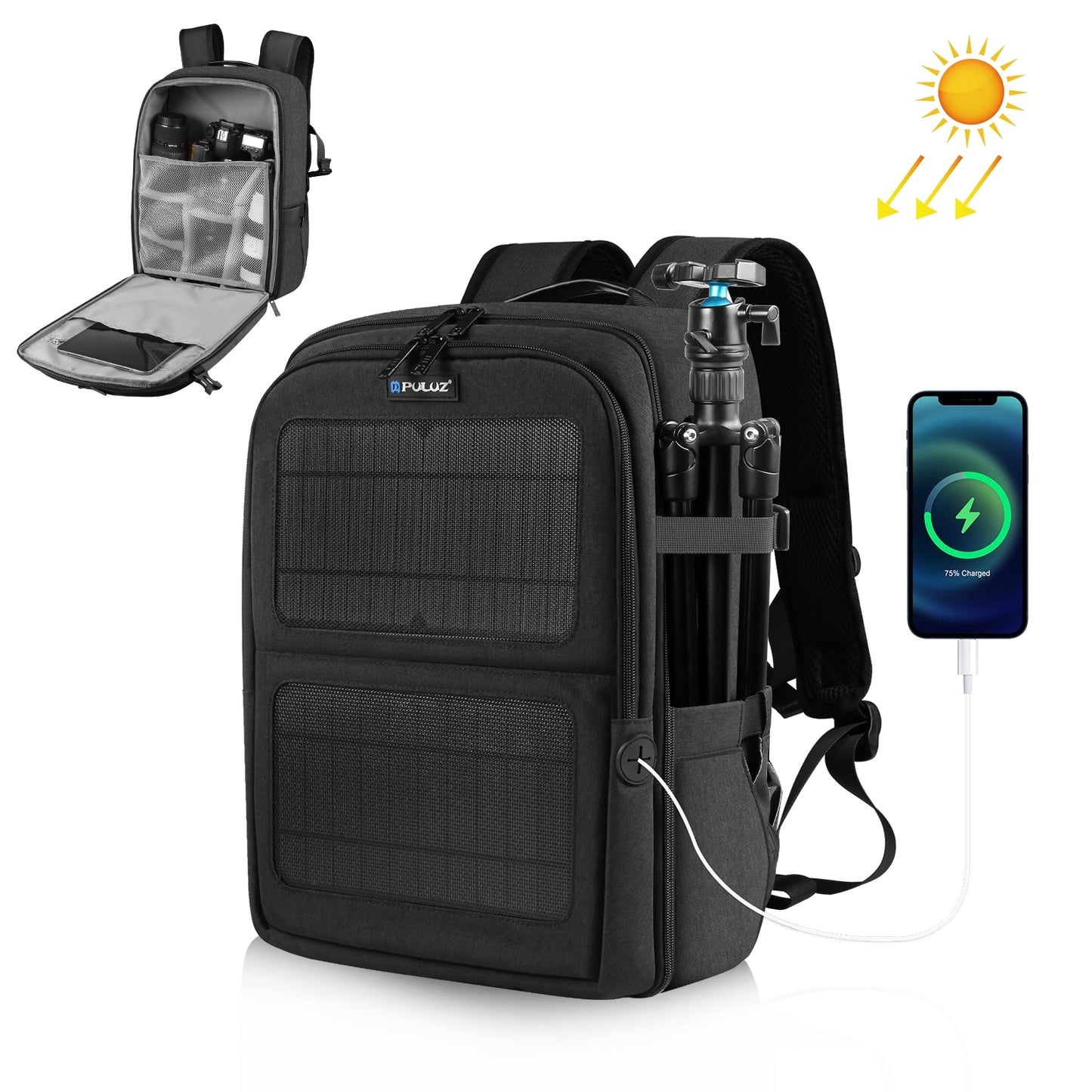 DSLR Outdoor Camera Backpack – Solar Energy Digital Photo Bag with 14" Laptop Compartment