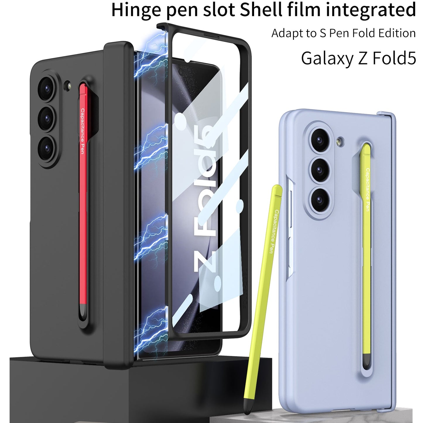Magnetic Hinge Anti-fall Protective Phone Case With Pen Tray Shell and Film For Samsung Galaxy Z Fold5