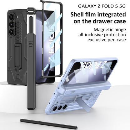 Armor All-included Magnetic Hinge Slide Pen Case Holder Phone Case With Back Screen Protector For Samsung Galaxy Z Fold3 Fold4 Fold5