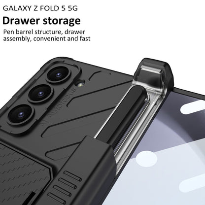 Magnetic Samsung Galaxy Z Fold5 Fold4 Fold3 Case Business Folding Armor Cover With Film & Slide Pen Slot and Kickstand