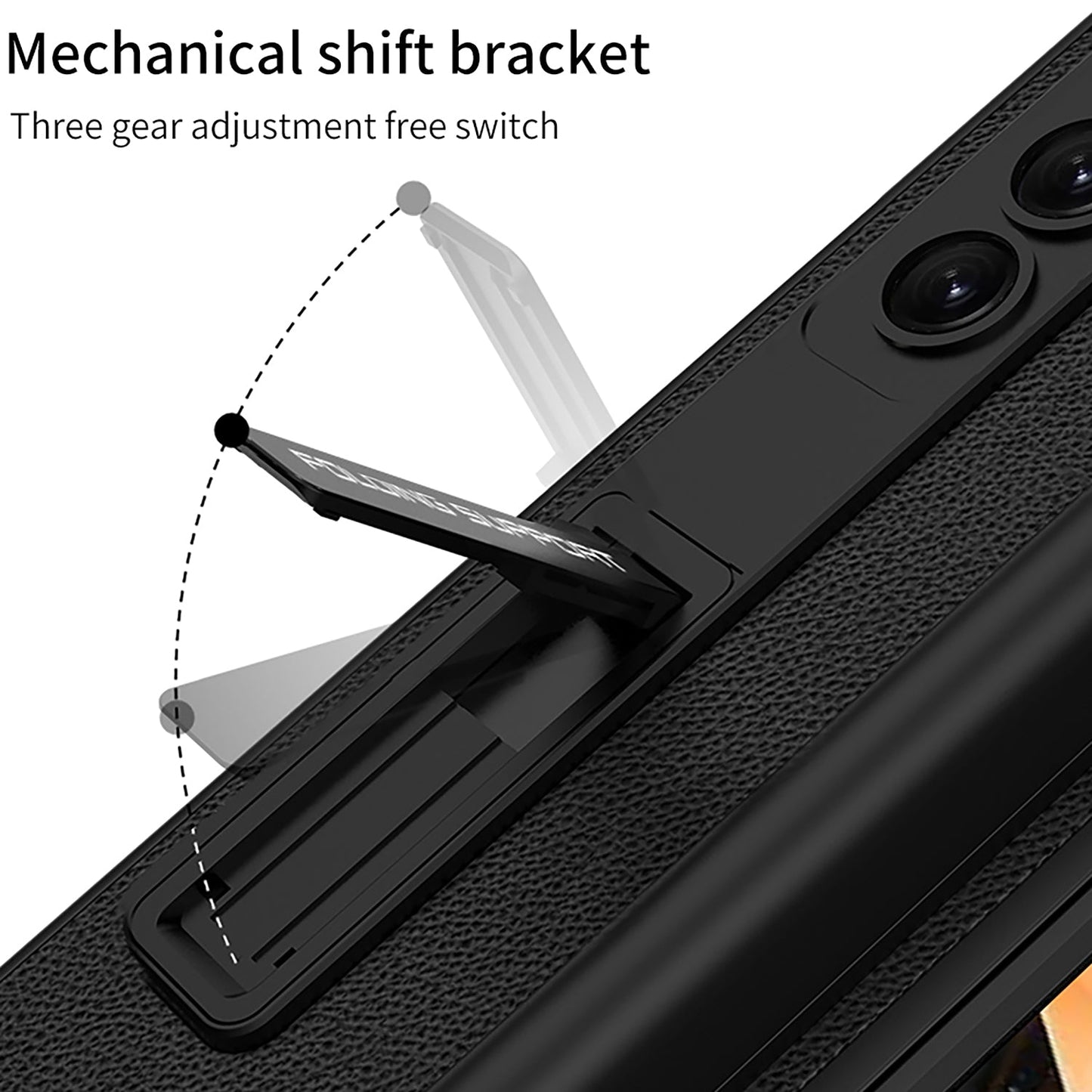 Leather Protective Invisible Bracket S Pen Slot Phone Case With Back Screen Protector For Samsung Galaxy Z Fold 5/4/3 5G
