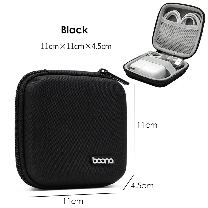 Small Oval Earphone Storage Bag – Hard Shell Data Cable Organizer & Portable Tech Gadget Case