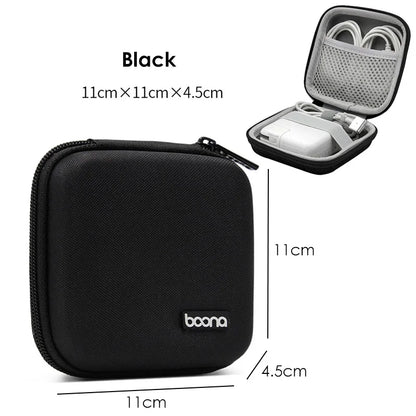 Small Oval Earphone Storage Bag – Hard Shell Data Cable Organizer & Portable Tech Gadget Case