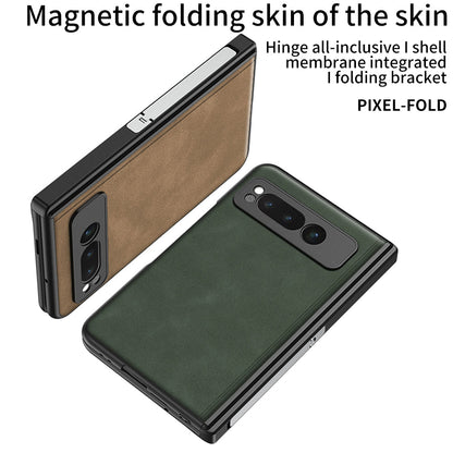 Magnetic Folding Hinge All-inclusive Leather Case With Tempered Film For Google Pixel Fold With Damped folding Bracket