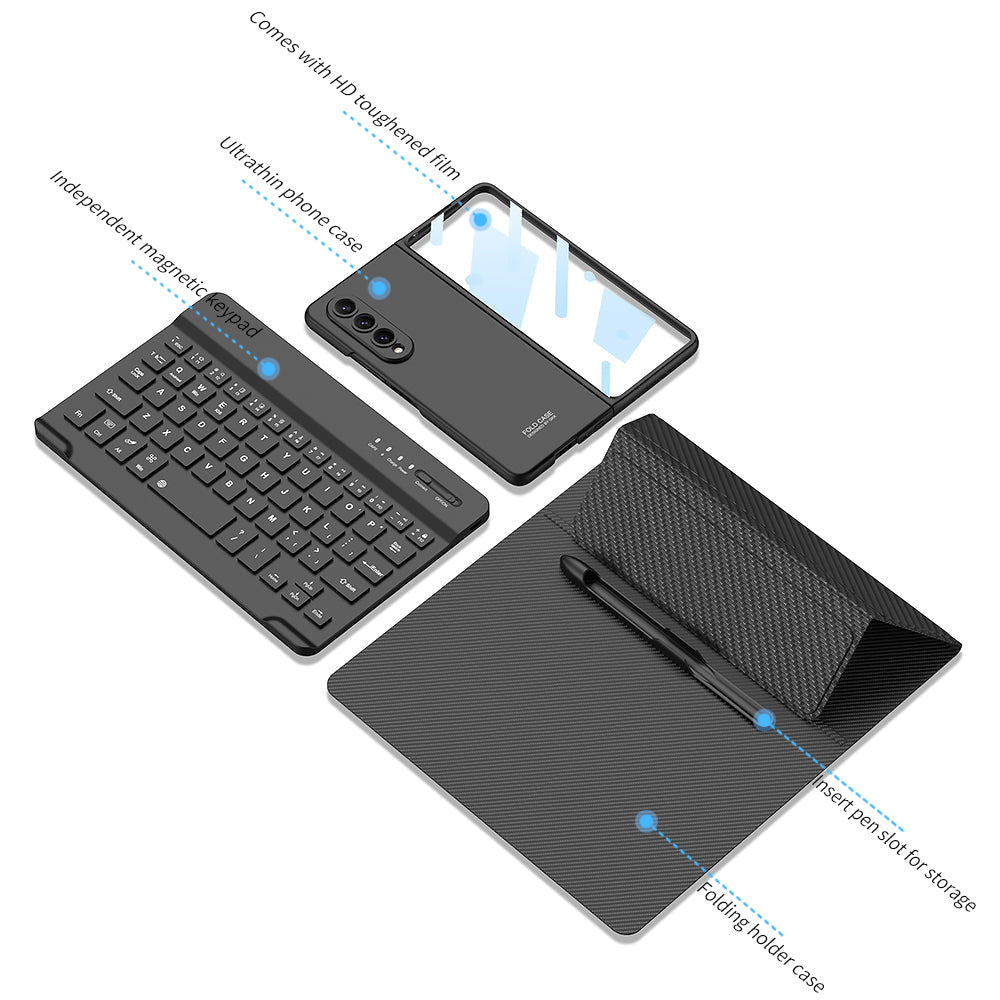 Bluetooth 3.0 Keyboard Magnetic All-inclusive Leather Cover For Samsung Galaxy Z Fold3 Fold4 Fold5 Come With keyboard+Holster Bracket+Phone Case+Capacitive Pen