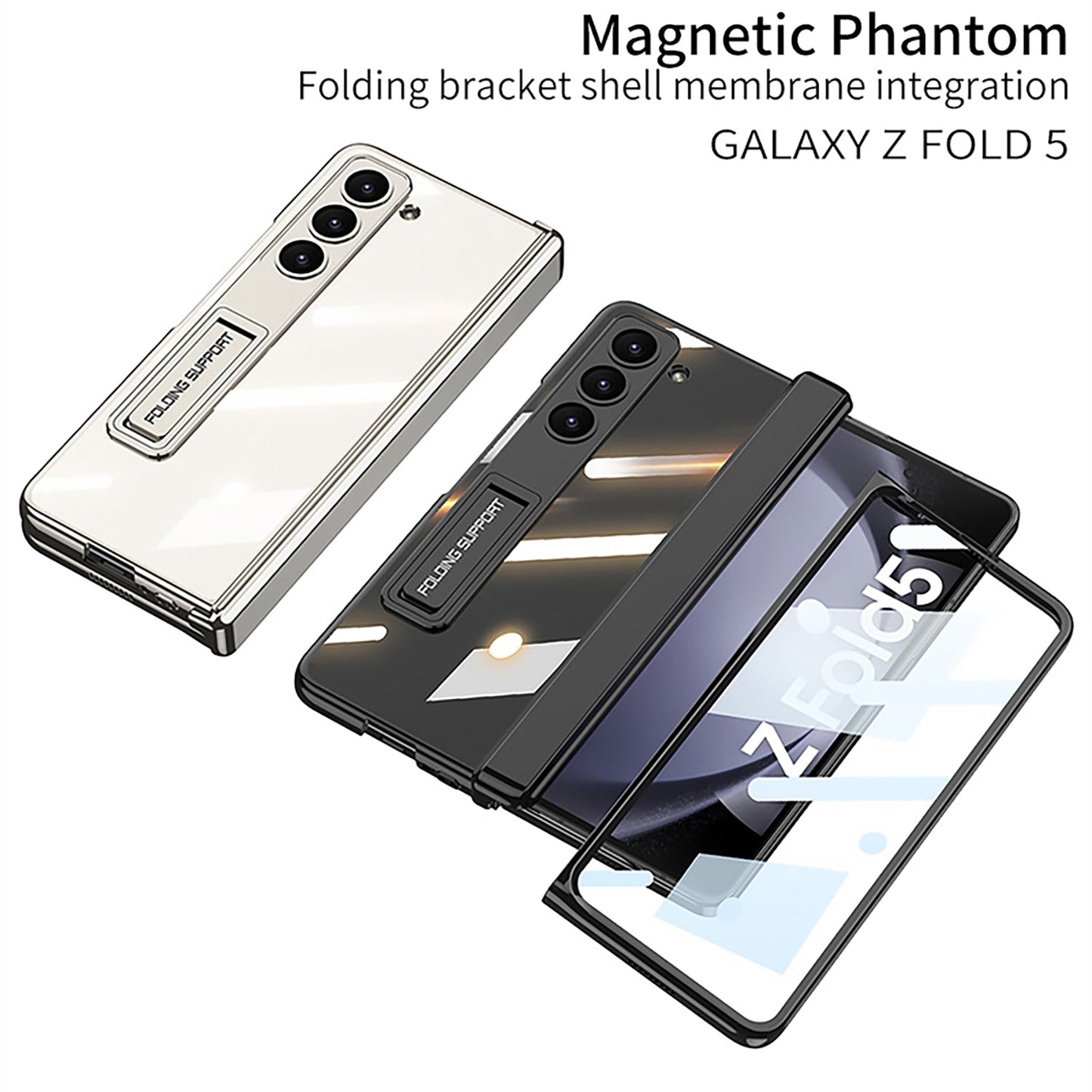 Magnetic Hinge Invisible Bracket Electroplated Protective Phone Case For Samsung Galaxy Z Fold5 Fold4