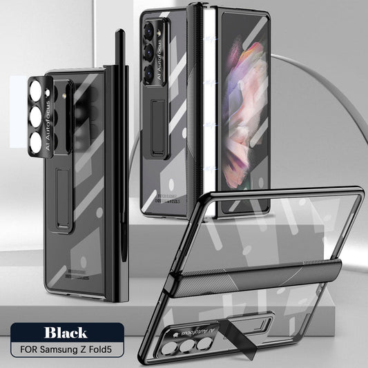 Magnetic Hinge Plating Case For Galaxy Z Fold5 Fold4 Fold3 With Double Hinge Protector