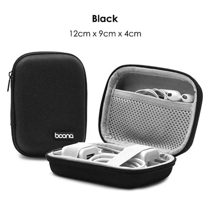 Small Oval Earphone Storage Bag – Hard Shell Data Cable Organizer & Portable Tech Gadget Case