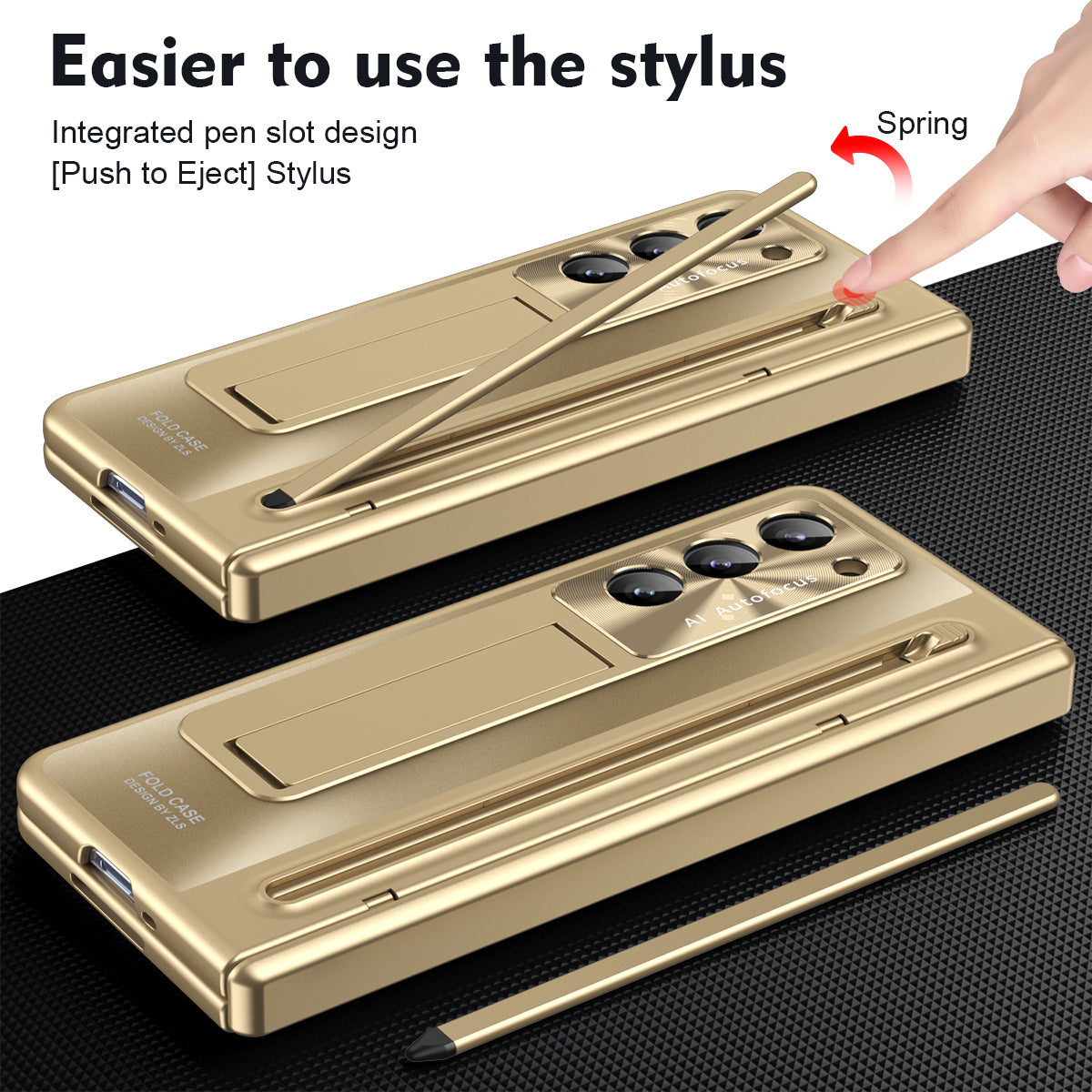 Armor Electroplated Anti-fall Protective Phone Case With Pen Tray Shell and Film For Samsung Galaxy Z Fold5 Fold4