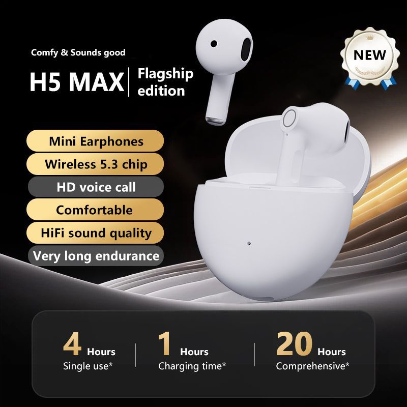 H5 TWS Bluetooth Earphones – Wireless In-Ear Noise Reduction Earbuds with Dual Mic for Calls, Hands-Free for Xiaomi