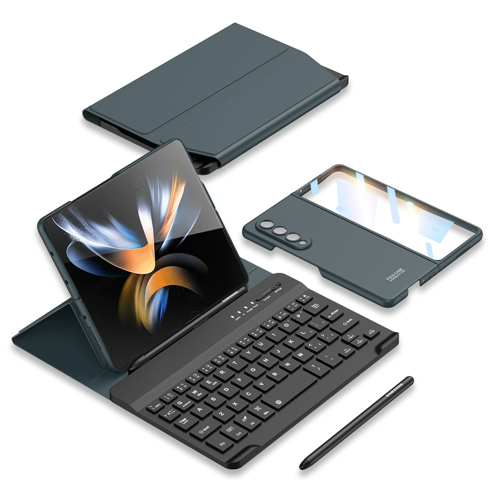 Bluetooth 3.0 Keyboard Magnetic All-inclusive Leather Cover For Samsung Galaxy Z Fold3 Fold4 Fold5 Come With keyboard+Holster Bracket+Phone Case+Capacitive Pen