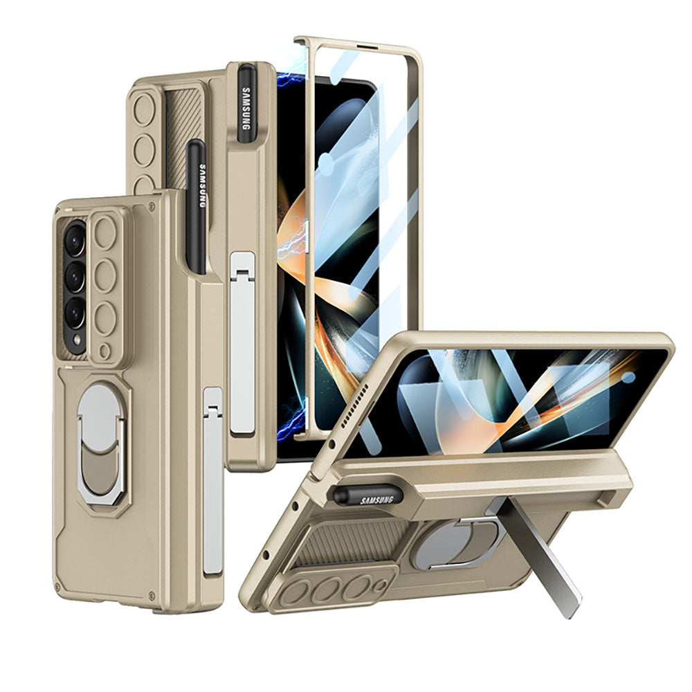 Magnetic Folding Armor Lens Protective Case With Back Screen Protector For Samsung Galaxy Z Fold3 Fold4 Fold5