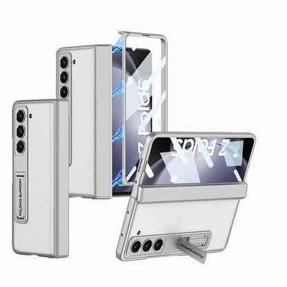 Magnetic Hinge Invisible Bracket All-included Protective Leather Phone Case For Samsung Galaxy Z Fold 5/4/3