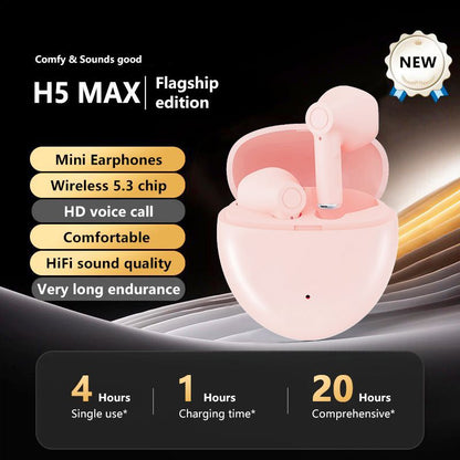 H5 TWS Bluetooth Earphones – Wireless In-Ear Noise Reduction Earbuds with Dual Mic for Calls, Hands-Free for Xiaomi