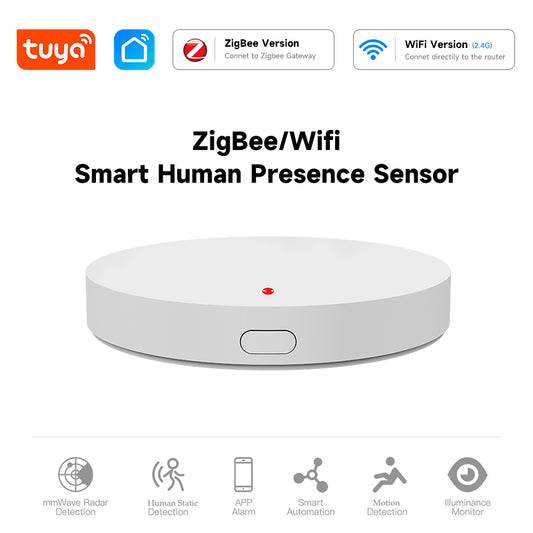 Tuya WiFi Zigbee Human Presence Detector – 5.8G/24G Radar PIR Motion Sensor, Compatible with Home Assistant