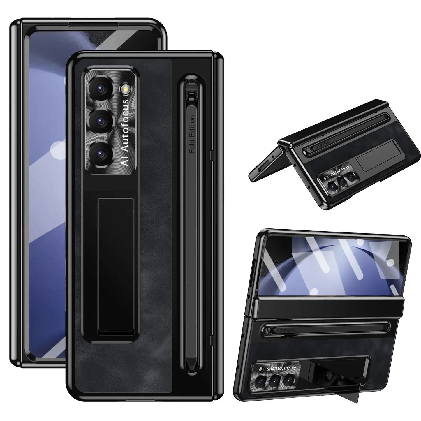 Galaxy Z Fold 6 Leather Bracket Pen Holder Case