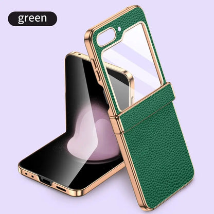 Galaxy Z flip 5 Luxury Hinge Leather Case