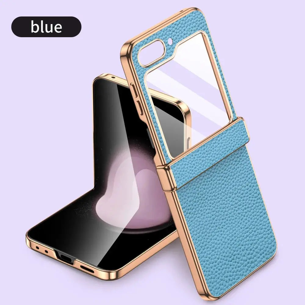 Galaxy Z flip 5 Luxury Hinge Leather Case