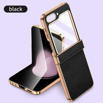 Galaxy Z flip 5 Luxury Hinge Leather Case