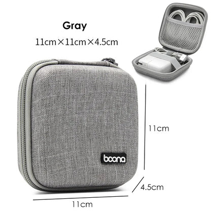 Small Oval Earphone Storage Bag – Hard Shell Data Cable Organizer & Portable Tech Gadget Case