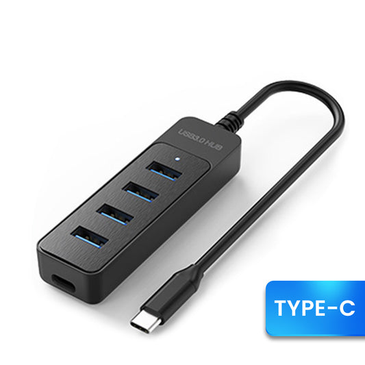 USB 3.0 Power Adapter 4-Port Multi USB Splitter Hub – High-Speed Type-C Expander for Computer Accessories