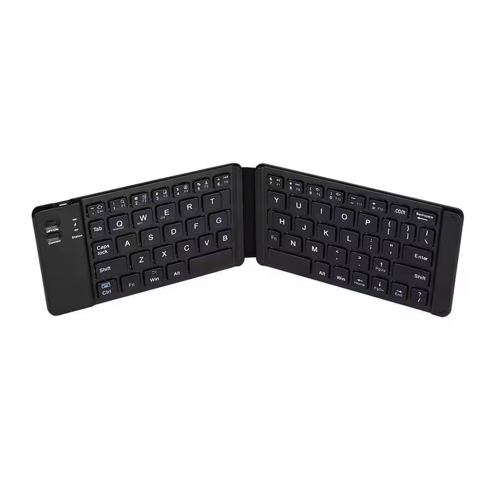 Folding Bluetooth Keyboard with Touchpad – Wireless Rechargeable Foldable Keyboard for iOS, Android, Windows, Supports 3 Devices