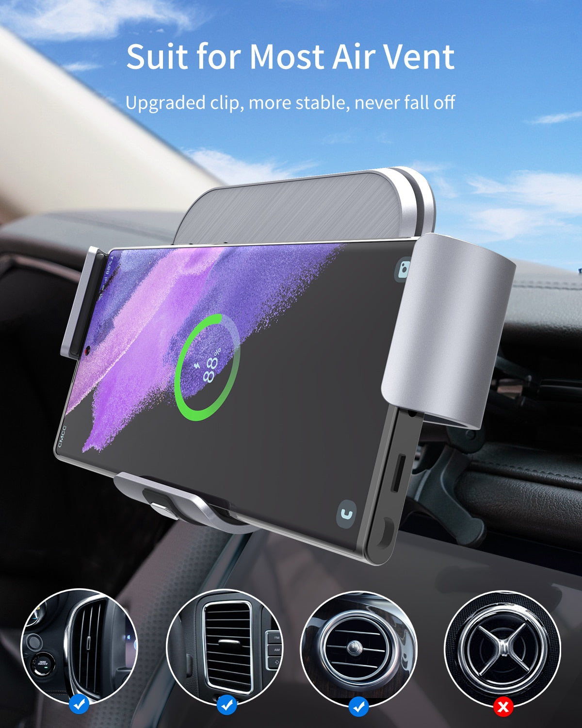 Fast Car Qi Wireless Charger & Holder