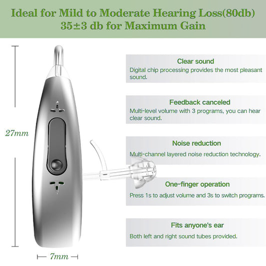 Rechargeable Bluetooth Hearing Aids – Mini Digital Sound Amplifier for Elderly and Hearing Loss