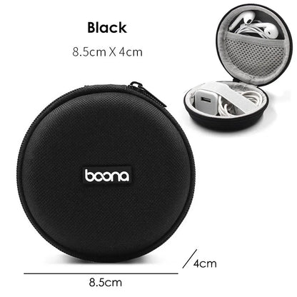 Small Oval Earphone Storage Bag – Hard Shell Data Cable Organizer & Portable Tech Gadget Case