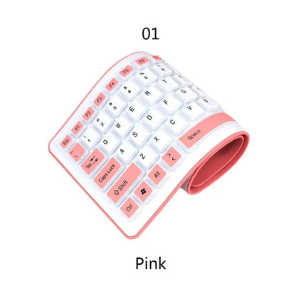 Portable Silent Foldable Silicone Keyboard – USB Waterproof Roll-Up Keyboard for PC & Laptop